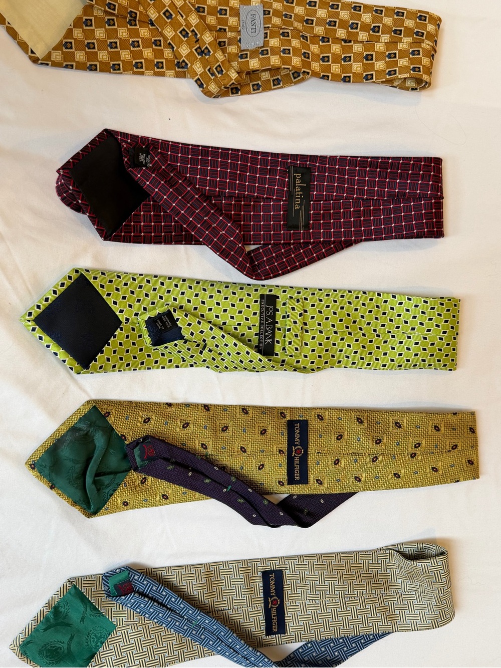 Lot 5 100% Silk Ties Tommy Hilfiger Jos A Bank Palatina Fanti USA